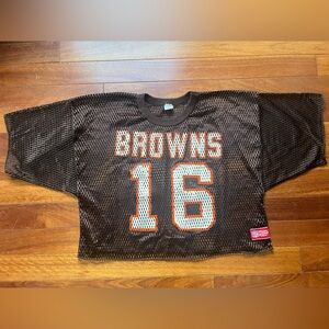 Vintage 1980s Cleveland Browns Crop Style MacGregor Sand Knit Mesh Jersey Large